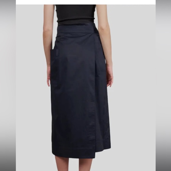 Tibi eco poplin back wrap skirt navy - Picture 3 of 3